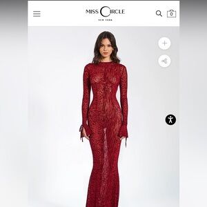 Waylynn Burgundy Burnout Velvet Detail Mesh Backless Maxi Dress